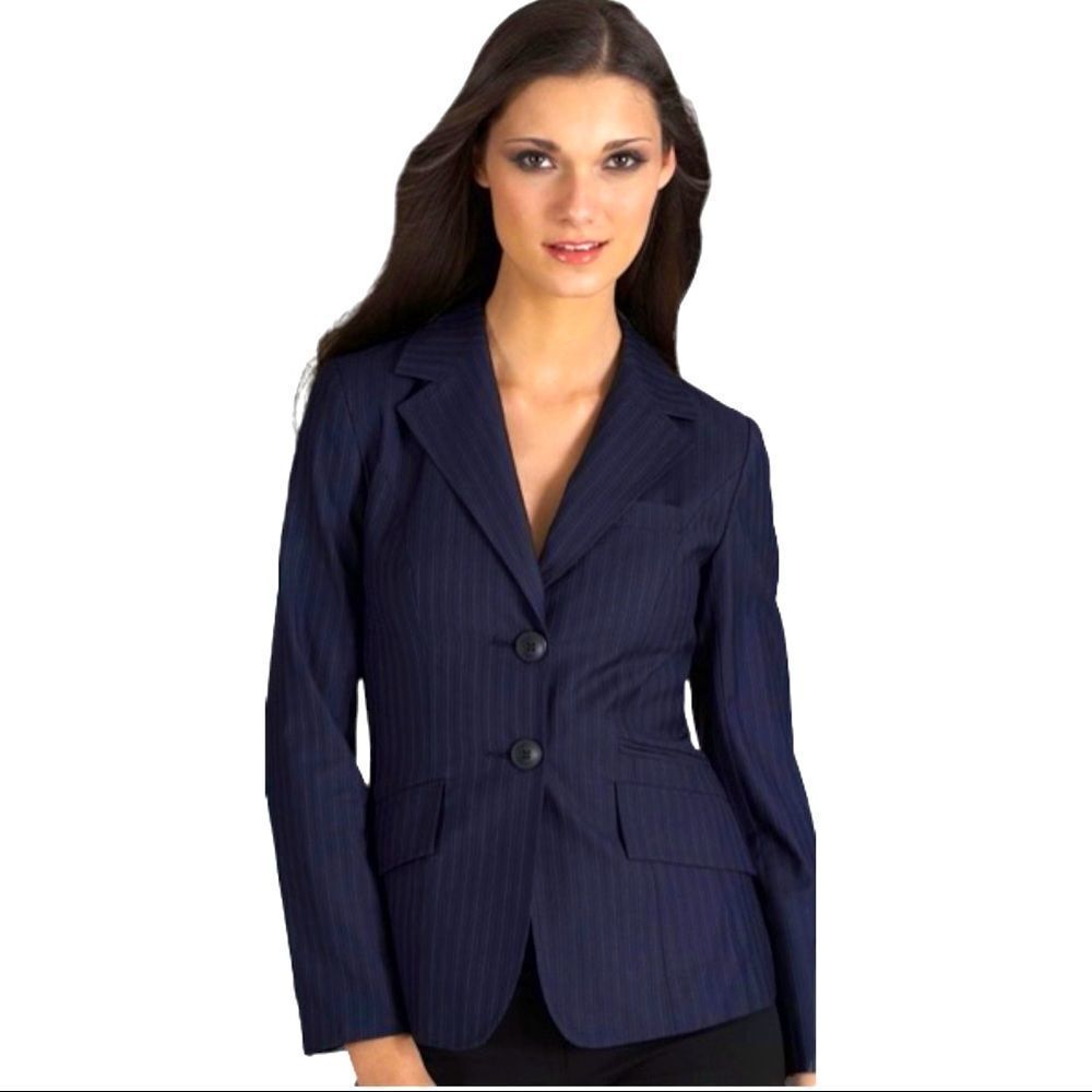 NOEL Asmar Classic Fit Navy Pinstripe 2-Button Suit Jacket Blazer Size XS